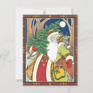 Invitation Cerf du Père Noël dans la forêt, fête de Noël