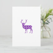 Invitation Cerf élégant en damas violet (Debout devant)
