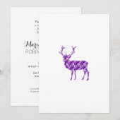 Invitation Cerf élégant en damas violet (Devant / Derrière)