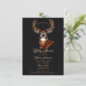 Invitation Cerf en bois rustique campagne Baby Shower (Debout devant)