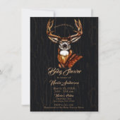 Invitation Cerf en bois rustique campagne Baby Shower (Devant)
