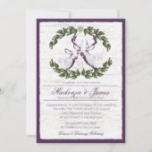 Invitation Cerf en couronne avec Plum Monogram (Devant)