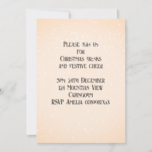 Invitation Cerf en Noël de neige Cocktail Party (Dos)