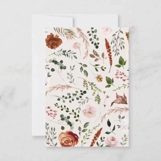 Invitation cerf en terre cuite floral élégant mariage rustiqu (Dos)