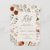 Invitation cerf en terre cuite floral élégant mariage rustiqu (Devant / Derrière)