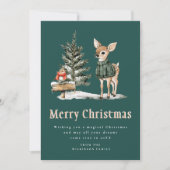 Invitation Cerf Envoûtant Forêt de Noël enneigée (Devant)