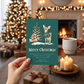 Invitation Cerf Envoûtant Forêt de Noël enneigée