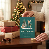 Invitation Cerf Envoûtant Forêt de Noël enneigée