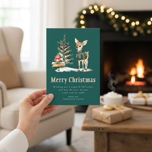 Invitation Cerf Envoûtant Forêt de Noël enneigée