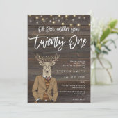 Invitation cerf feux de bois rustique 21e anniversaire (Debout devant)