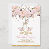 Invitation Cerf Floral Dream Catcher Baby shower Boho Girl (Devant)