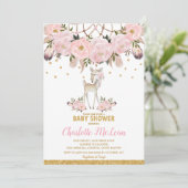Invitation Cerf Floral Dream Catcher Baby shower Boho Girl (Debout devant)