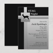 Invitation Cerf gris argent FAUX et noir (Devant / Derrière)