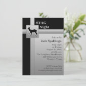 Invitation Cerf gris argent FAUX et noir (Debout devant)