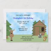 Invitation Cerf mignon, Animaux des bois et Anniversaire Cabi (Devant)