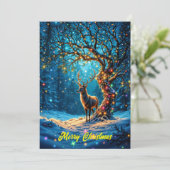 Invitation Cerf mignon de Noël forêt hivernale festive (Debout devant)