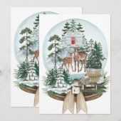 Invitation Cerf noble mâle dans la forêt enneigée en hiver (Devant / Derrière)