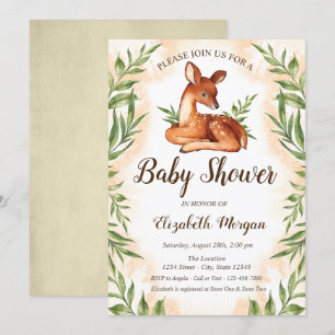 Invitation Cerf Nouveau-Né Quitte la Fête de Naissance