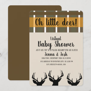 Invitation Cerf qui regarde Plaid Baby Shower Virtuel