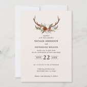 Invitation Cerf rouille terre cuite floral rustique élégant m (Devant)