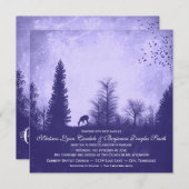 Invitation Cerf rustique dans les arbres Mariage violet Invit (Devant / Derrière)