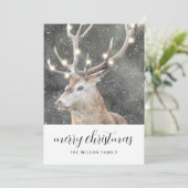 Invitation Cerf rustique de Noël en hiver Joyeux Noël (Debout devant)