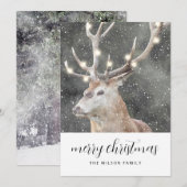 Invitation Cerf rustique de Noël en hiver Joyeux Noël (Devant / Derrière)