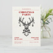 Invitation Cerf vintage avec décorations (Debout devant)