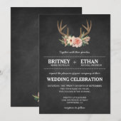 Invitation Cerfs communs Antler de tableau de pays épousant (Devant / Derrière)