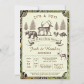 Invitation Cerfs communs chassant l'invitation de baby shower (Devant)