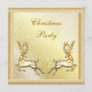 Invitation Cerfs dorés élégants Fête de Noël chic