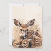 Invitation Cerfs et Faons Jumeaux Aquarelle Rustique (Dos)