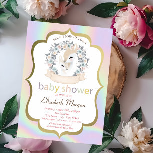 Invitation Cerfs nouveau-nés encadrent des roses Baby Shower