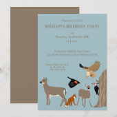 Invitation Cerfs, renards et oiseaux Animaux sauvages Fête d' (Devant / Derrière)