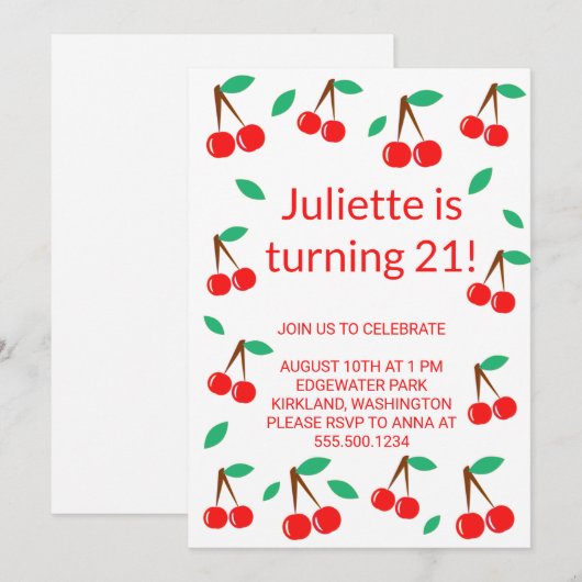Invitation Cerise (Devant / Derrière)