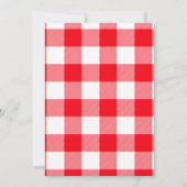 Invitation Cerise 1er Anniversaire Rouge Ruban Gingham (Dos)
