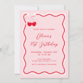 Invitation Cerise Anniversaire Thème de fête Adulte (Devant)