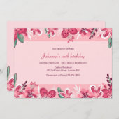 Invitation Cerise Blossom Frontières Anniversaire (Devant / Derrière)