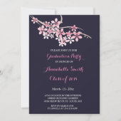 Invitation Cerise Blossom rose marine floral Party (Devant)