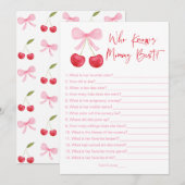Invitation Cerise Bow Rose Qui Connaît Maman Meilleur Jeu De  (Devant / Derrière)