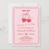 Invitation Cerise Coquette Dessinée À La Main Sur Le Baby sho (Devant)