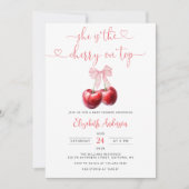 Invitation Cerise de coquette sur le Baby shower supérieur de (Devant)