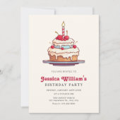 Invitation Cerise de gâteau d'anniversaire (Devant)