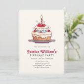 Invitation Cerise de gâteau d'anniversaire (Debout devant)