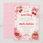 Invitation Cerise Douce Coquette Fille Fête de Naissance (Devant / Derrière)