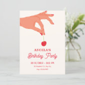 Invitation Cerise douce d'anniversaire (Debout devant)