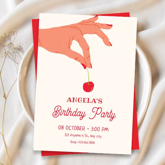 Invitation Cerise douce d'anniversaire