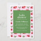 Invitation Cerise Fruit Rouge rose Vert mignonne Baby shower (Devant)
