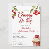 Invitation Cerise mignonne en haut premier anniversaire (Devant)