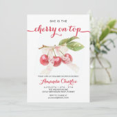 Invitation Cerise mignonne sur le Baby shower fille supérieur (Debout devant)